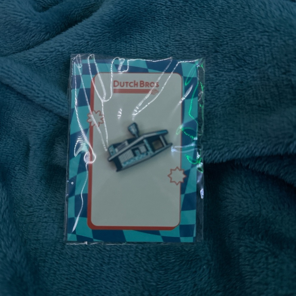Dutch Bros Teal and Blue Checkered Pin